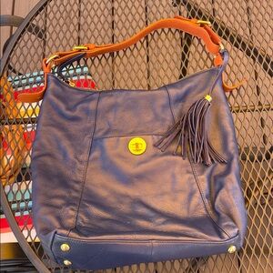 Isaac Mizrahi Pebbled Leather Tassel Shoulder Bag